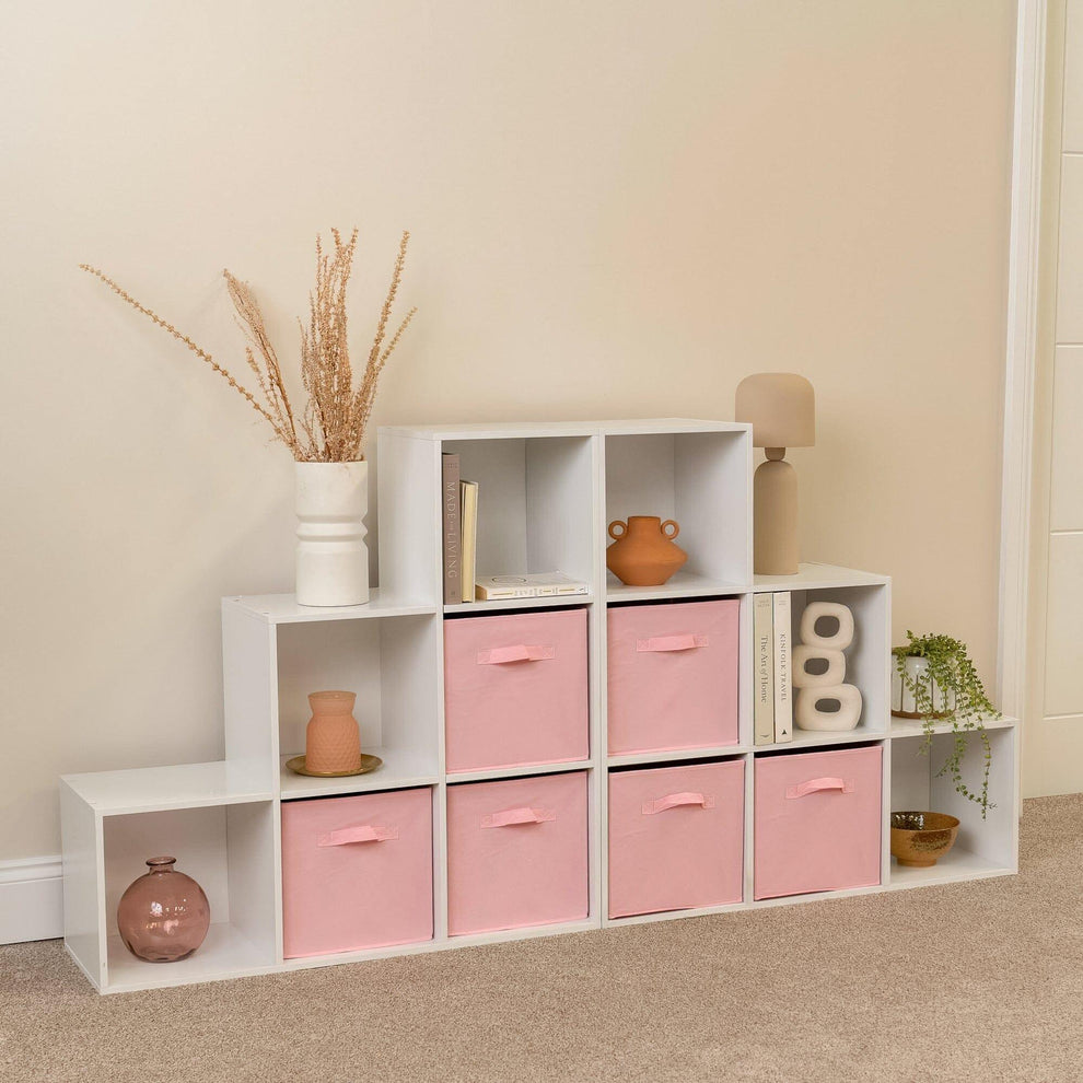 Cara 12 Cube Bookcase Ladder Storage Unit - Chalk White - Two 6 Cube U ...