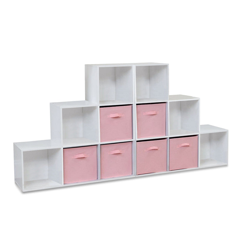 Cara 12 Cube Bookcase Ladder Storage Unit - Chalk White - Two 6 Cube U ...