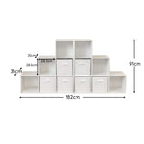 Cara 12 Cube Bookcase Ladder Storage Unit - Chalk White - Two 6 Cube Units - Laura James