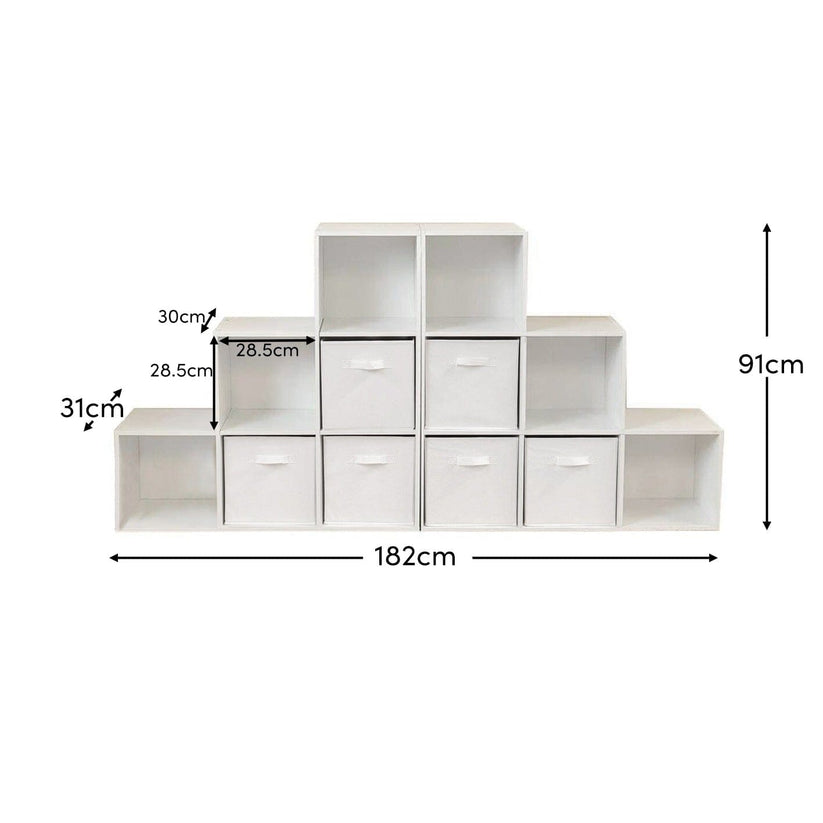 Cara 12 Cube Bookcase Ladder Storage Unit - Chalk White - Two 6 Cube U ...