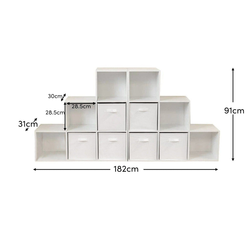 Cara 12 Cube Bookcase Ladder Storage Unit - Chalk White - Two 6 Cube U ...