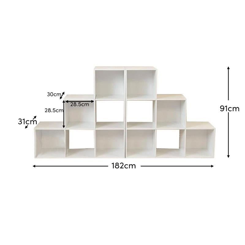 12 Cube Bookcase Ladder Storage Unit - White - Two 6 Cube Units - Laura James