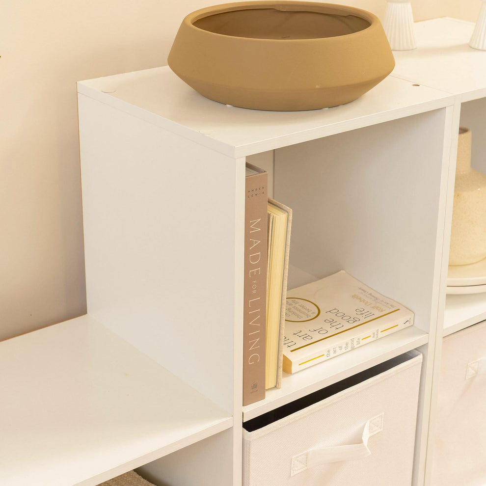 Cara 12 Cube Bookcase Ladder Storage Unit - Chalk White - Two 6 Cube U ...