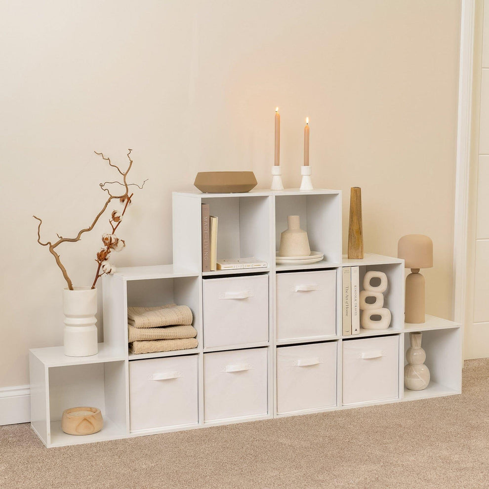 Cara 12 Cube Bookcase Ladder Storage Unit - Chalk White - Two 6 Cube U ...