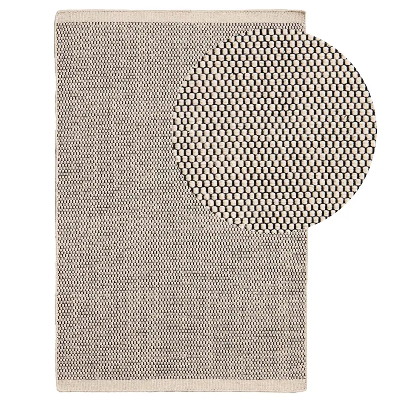 Atcham Black/Natural Pebble Wool and Cotton Rug Large - Laura James