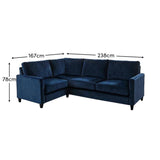 Ava Right L Shape Sofa - Ink with Black Oak Legs - Laura James