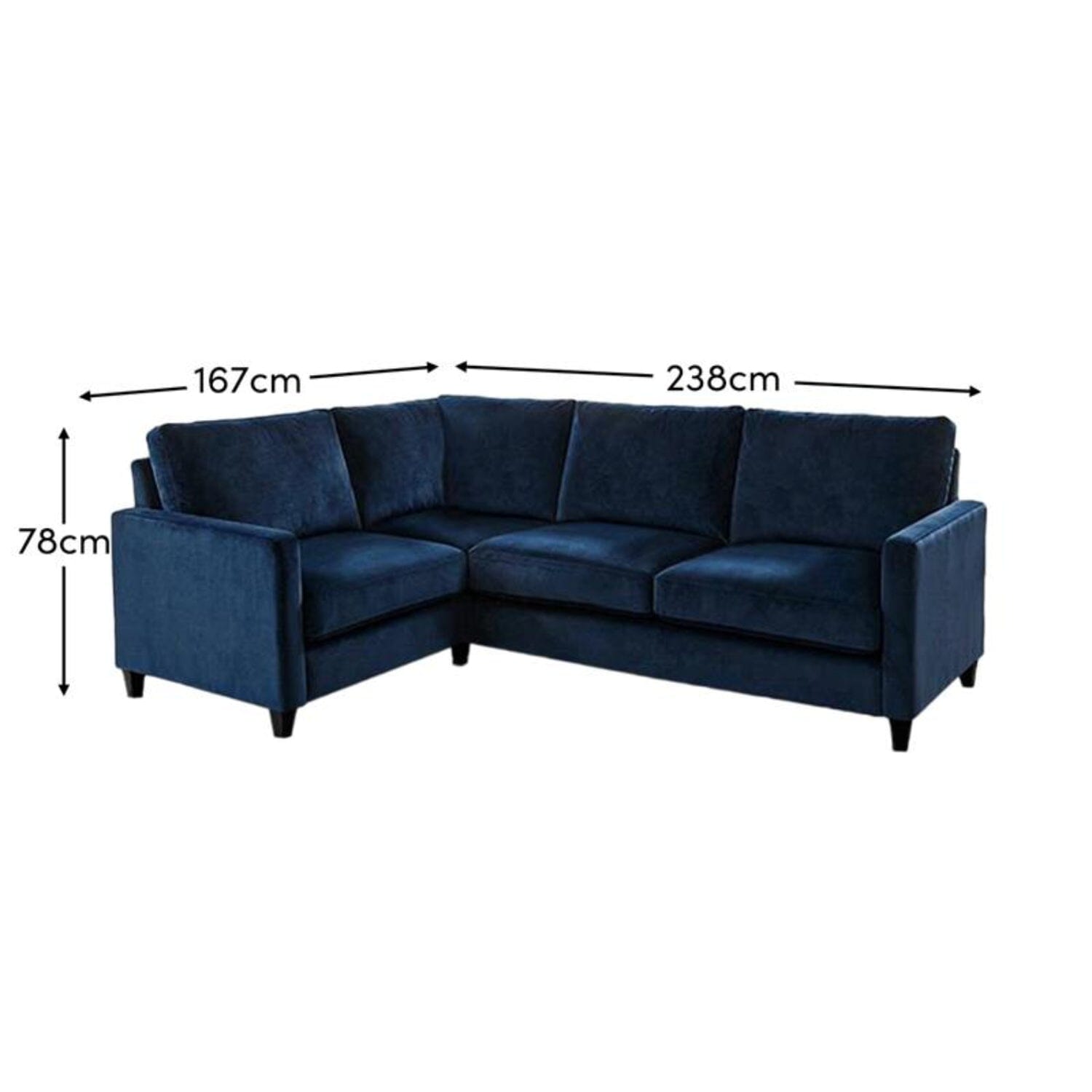 Ava Right L Shape Sofa - Ink with Black Oak Legs - Laura James