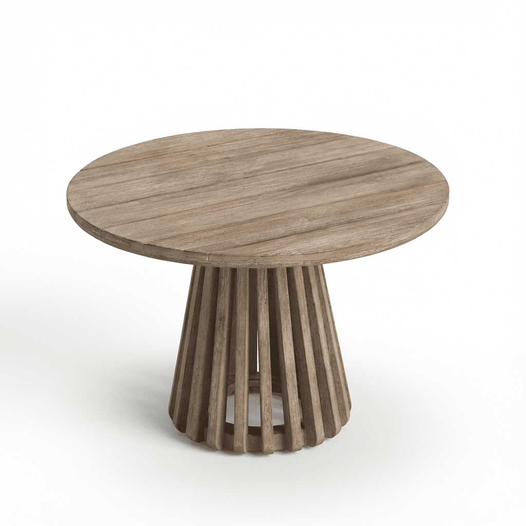 Willow Round Wooden Garden Coffee Table - Brushed Light Acacia - Laura James