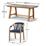 Shiro Pale Grey Concrete Dining Table Set - 6 Seater - Shiro Navy Rope Dining Chairs - Laura James