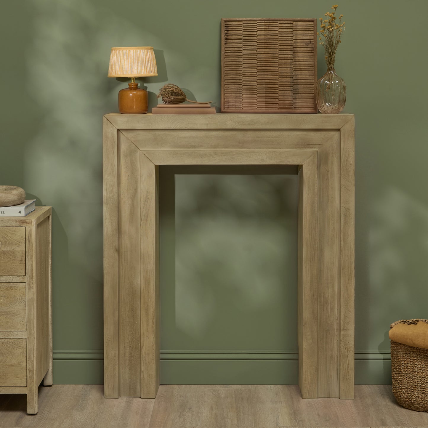 Riley 100cm Fireplace Surround - Chalked Mango Wood - Laura James 
