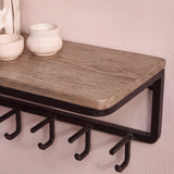 Elijah 120cm Coat Rack with Shelf - Mid Brown Mango Wood - Laura James 