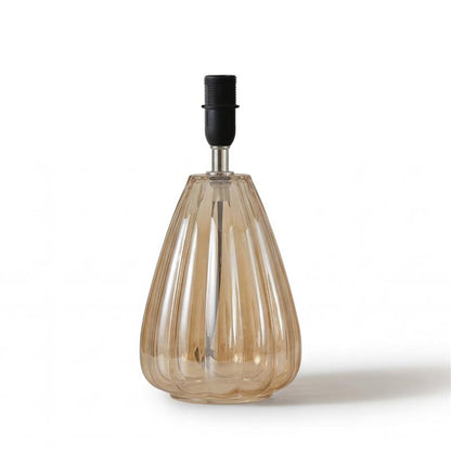 Alma 23cm Glass Lamp Base - Champagne & Coningsby 30cm Cotton Lamp Shade - Snow White - Laura James