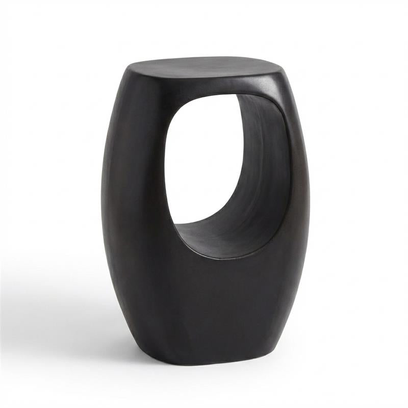 Sohan Garden Concrete Garden Side Table - Lava Black - Laura James
