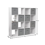 Cara 16 Cube Storage Unit - Chalk White - Two 8x2 Units - Grey Basket - Laura James