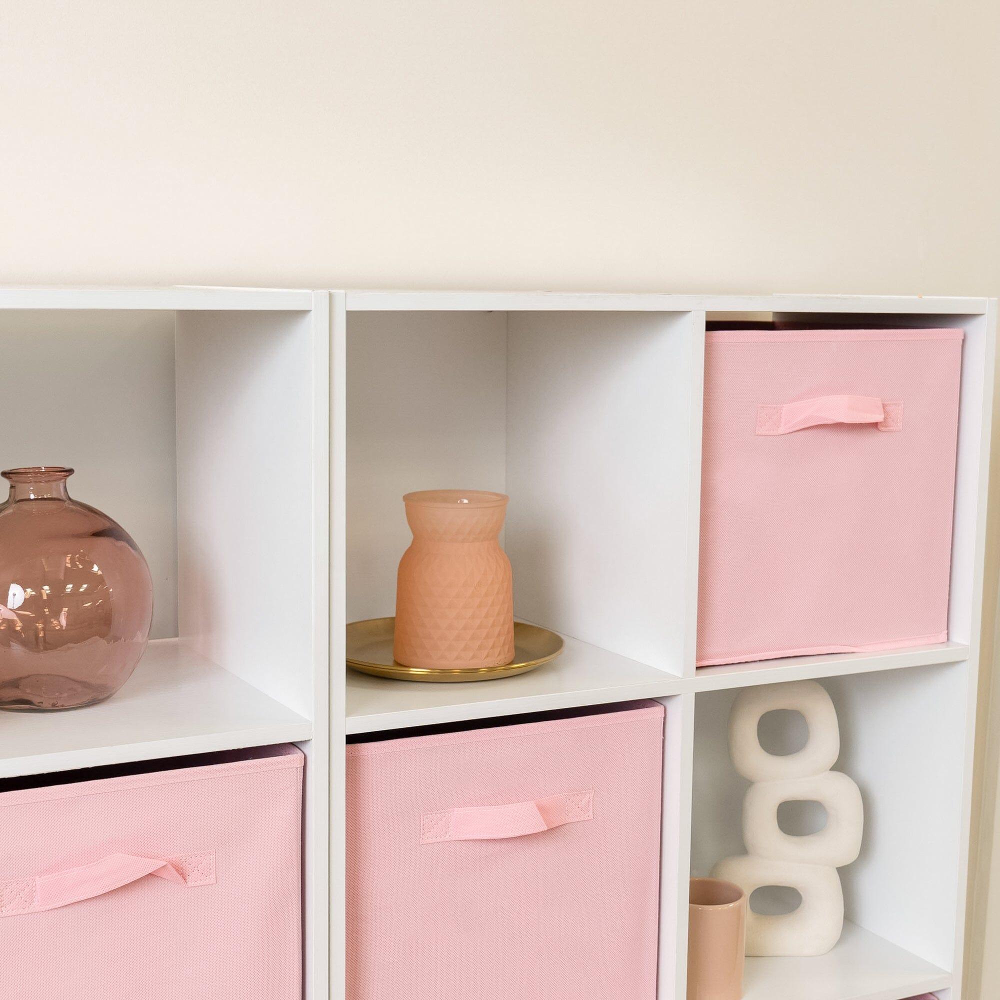 16 Cube Storage Unit - Chalk White - Two 8x2 Units - Pink Basket ...