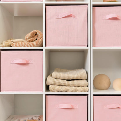 16 Cube Storage Unit - White - Two 8x2 Units (Pink Basket) - Laura James