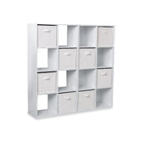 16 Cube Storage Unit - White - Two 8x2 Units (White Basket) - Laura James