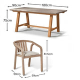 Shiro Pale Grey Concrete Dining Table Set - 6 Seater - Shiro Dining Chairs - Laura James
