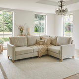 Ava Corner Sofa - Right Hand - Sand with Pale Oak Legs - Laura James