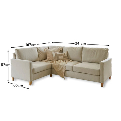 Ava Corner Sofa - Left Hand - Sand with Pale Oak Legs - Laura James