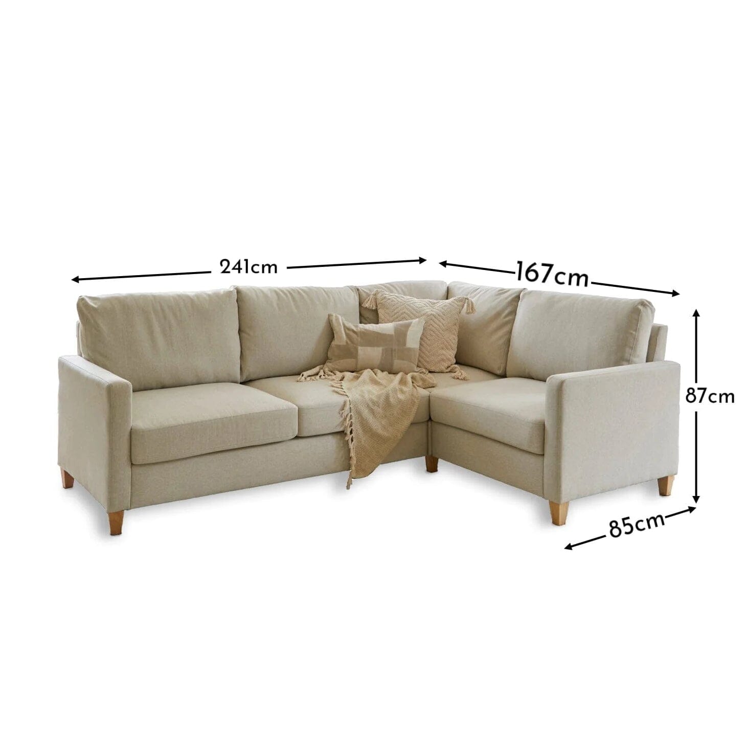 Ava Corner Sofa - Right Hand - Sand with Pale Oak Legs - Laura James