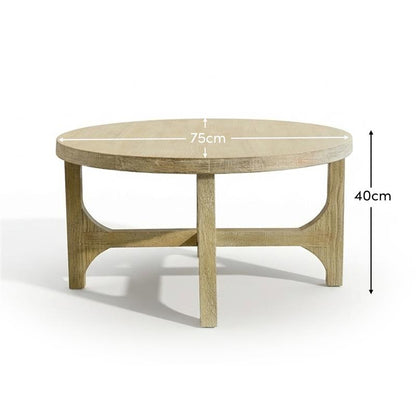 Jade Chalked Mango Wood Round Coffee Table - Laura James