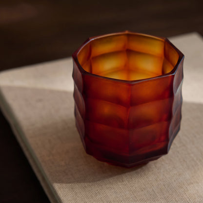 Cervo 9cm Glass Tea Light - Russet Red