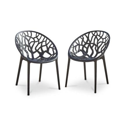 Raquel Black Plastic Garden Chairs - Set of 2 - Laura James 