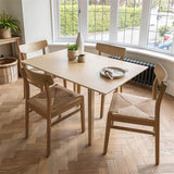 Charlie Pale Oak Extendable Dining Table Set - 4 Seater - Woven Pale Oak Dining Chairs - Laura James