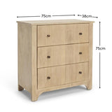 Jade 3 Drawer Chest of Drawers - Chalked Mango Wood - Laura James