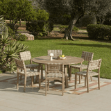 Shiro 6 Seater Round Wooden Garden Dining Set with Saffron Dining Chairs - Natural/Beige - Laura James