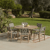 Shiro 6 Seater Round Wooden Garden Dining Set with Saffron Dining Chairs - Black/Beige - Laura James