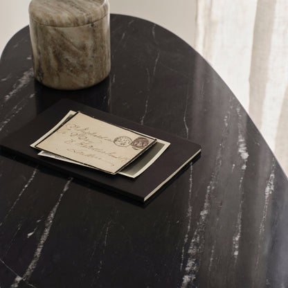 Adam 140cm Jet Black Mango Wood & Black Marble Oval Console Table - Laura James 