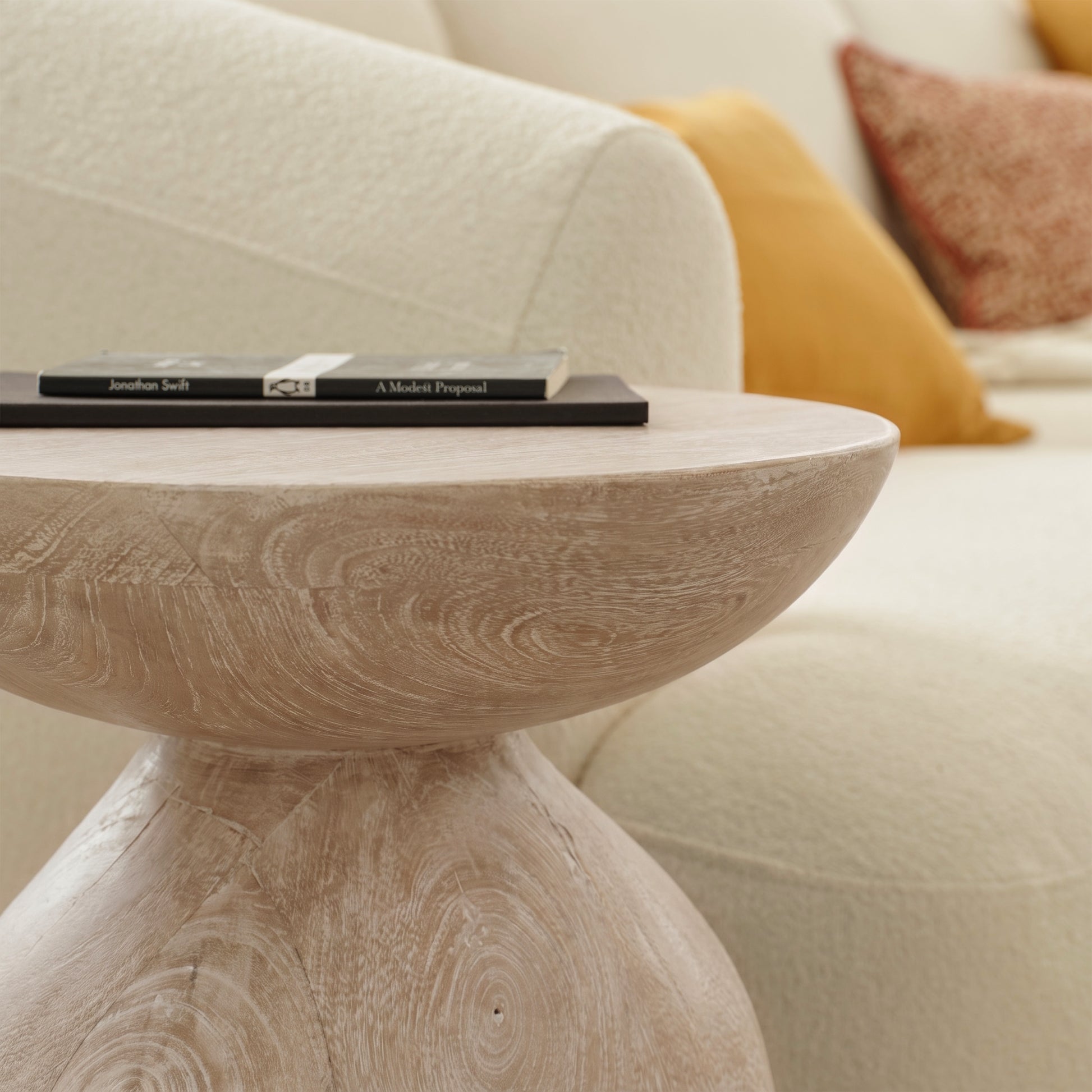 Alder 35cm Limewash Side Table - Laura James 