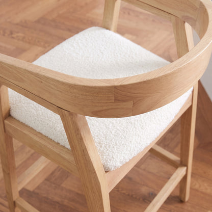Ella Off White Boucle Bar Stool - Pale Oak Legs - Laura James 