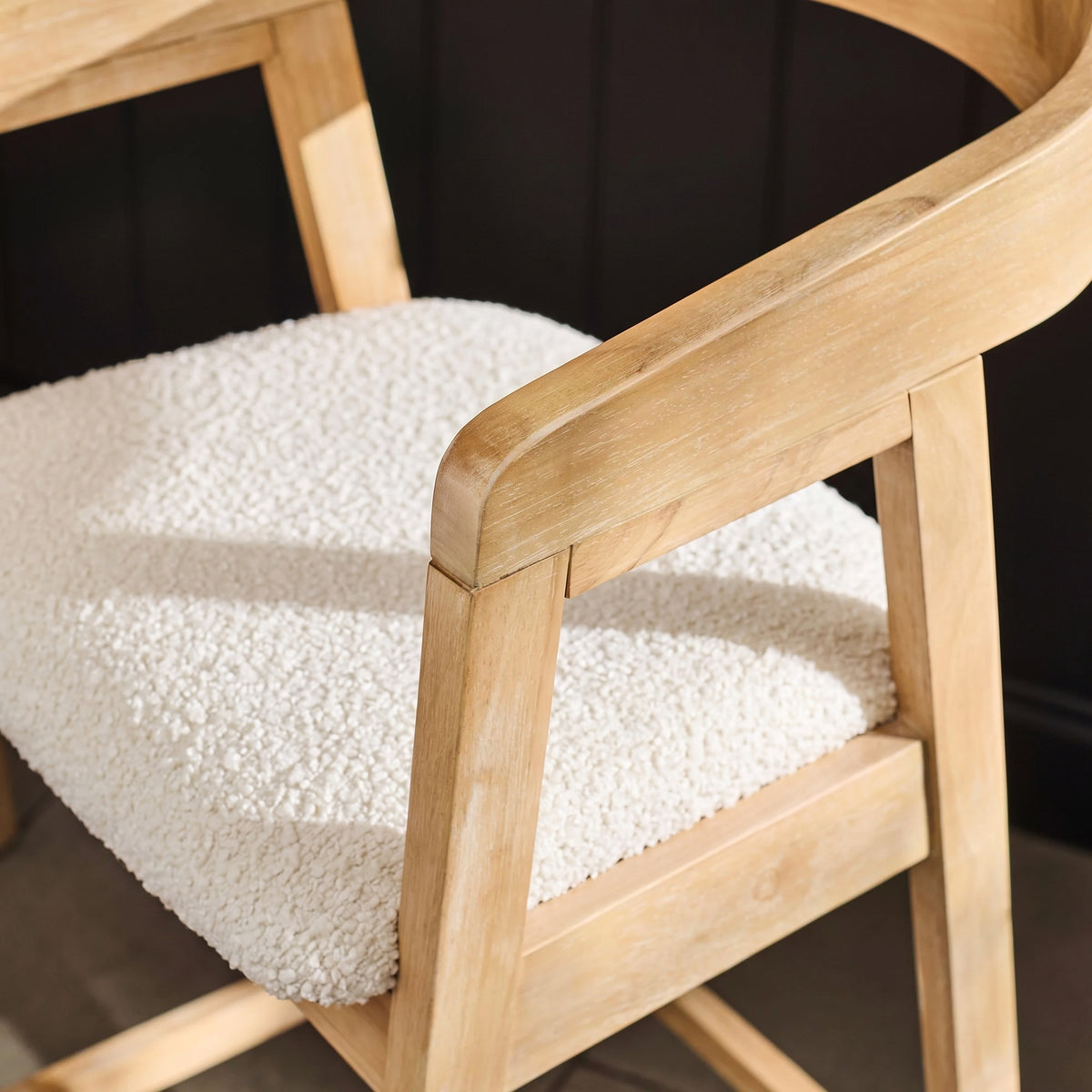 Ella Off White Boucle Bar Stool - Whitewashed Oak Legs - Laura James 