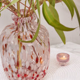 Lazio 20cm Glass Vase - Paprika & Blush Pink Confetti - Laura James 