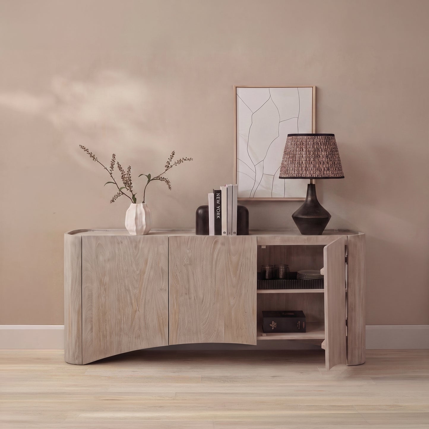 Octavia 3 Door Tall Sideboard - Limewash - Laura James 