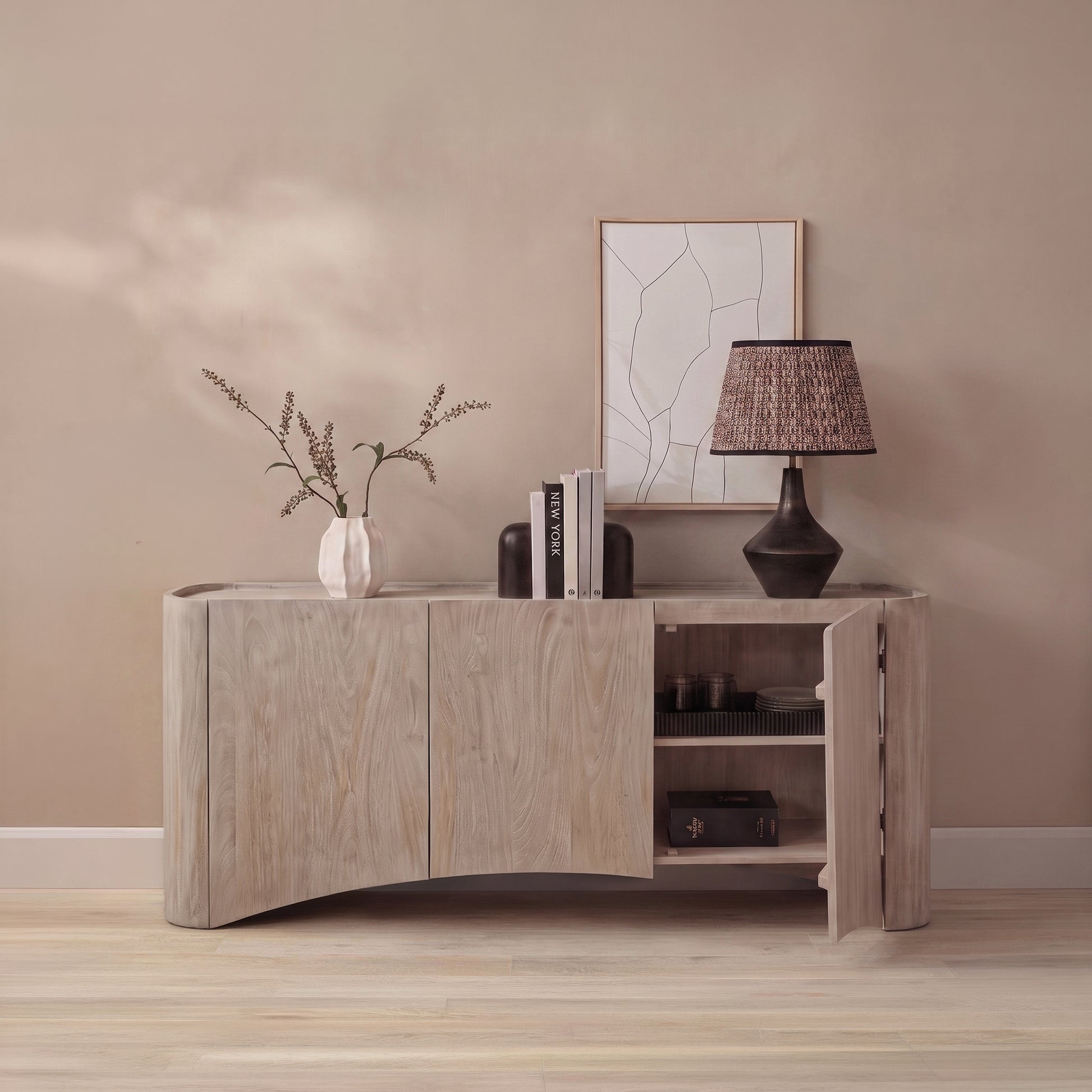 Octavia 3 Door Tall Sideboard - Limewash - Laura James 