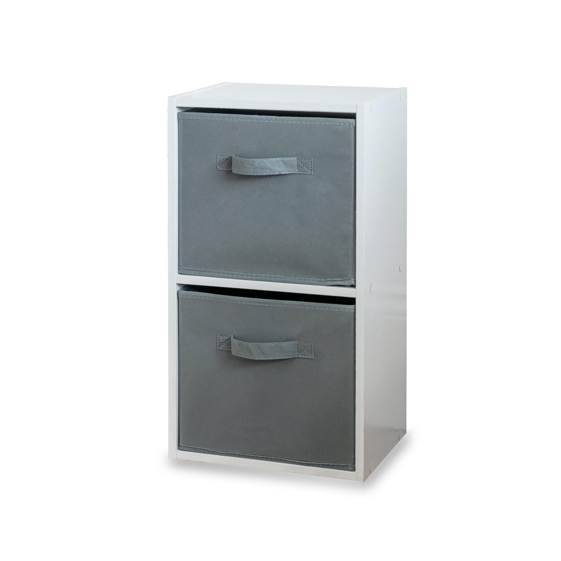 Cara 2 Tier Storage Unit Chalk Bookcase Grey Boxes