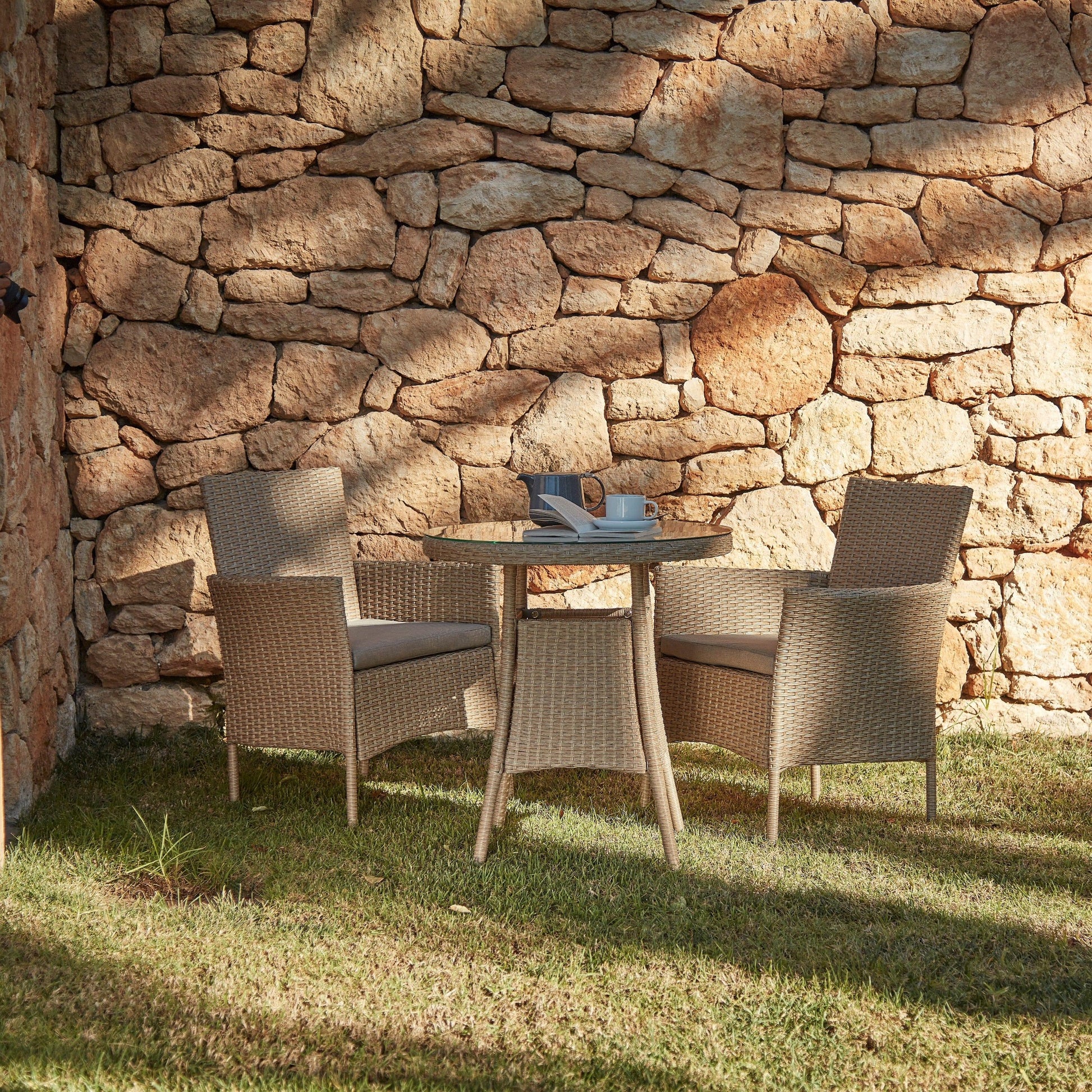 2 x Kemble/Marston Outdoor Stackable Chair - Natural Brown - Laura James