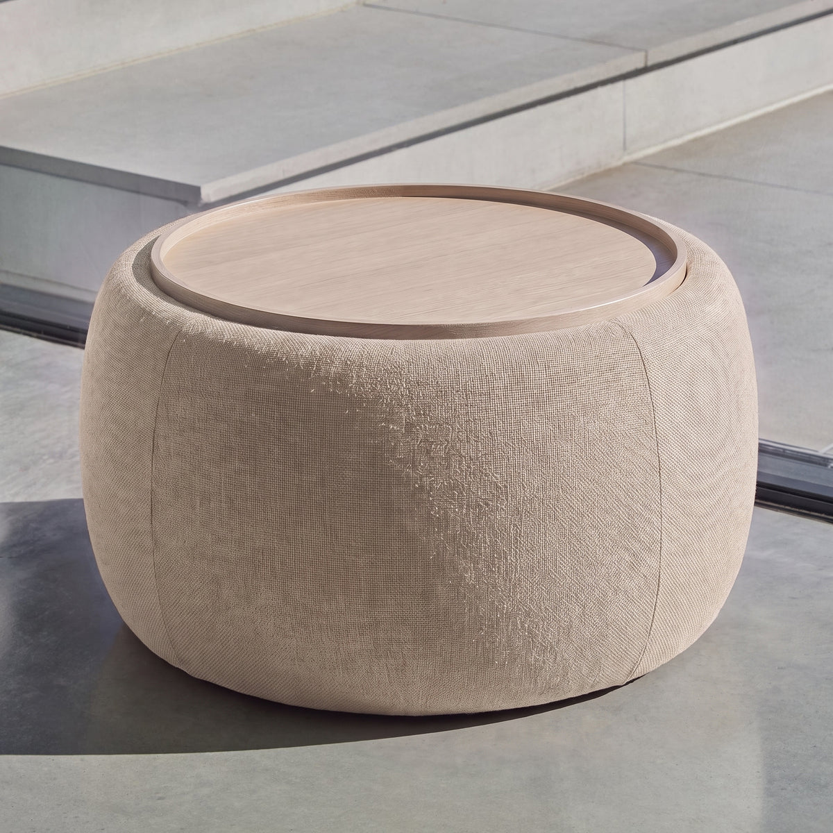 Nathalia 65cm Whitewash Coffee Table - Soft Beige - Laura James 