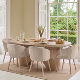 Octavia 220cm Limewash Dining Table Set - 6 Seater - Archer Soft Beige Dining Chairs - Whitewash Legs