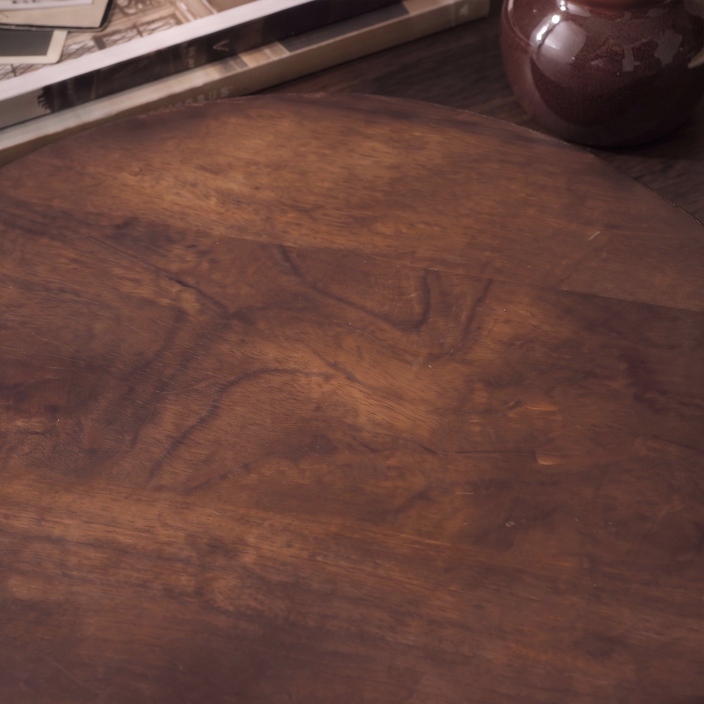 Beenham 30cm Round Wooden Serving Board - Coffee Brown Mango Wood - Laura James 