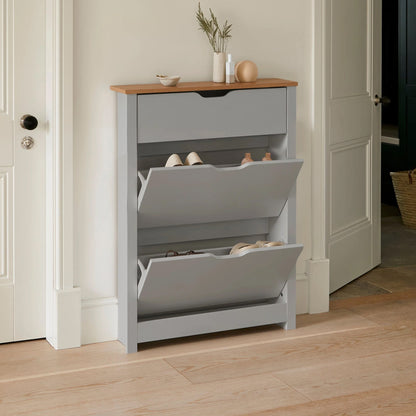 Windsor Shoe Cabinet - 3 Door - Grey - Laura James 