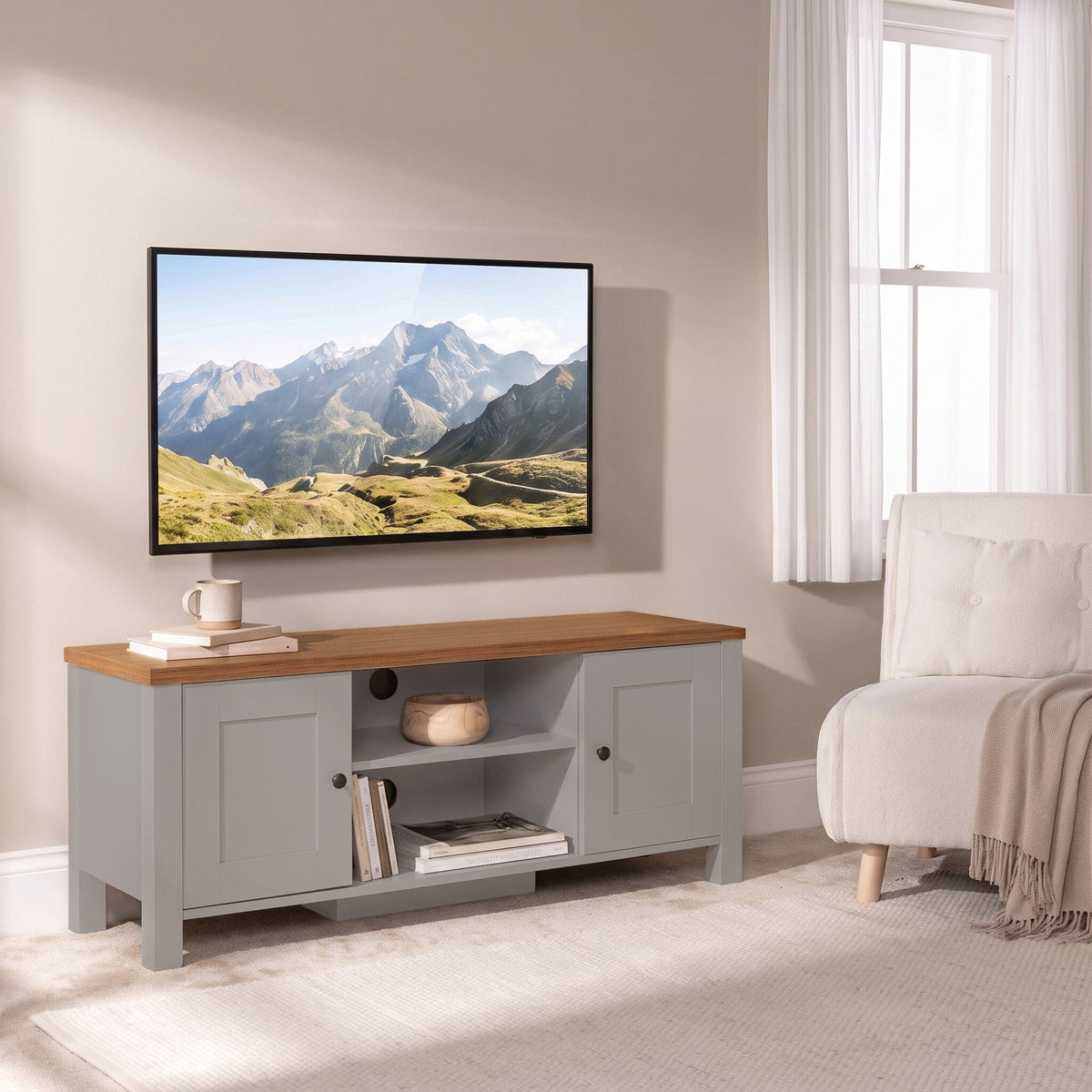 Bampton Stone Grey TV Unit - Laura James 