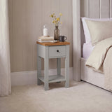 Bampton 1 Drawer Bedside Table - Stone Grey - Laura James 