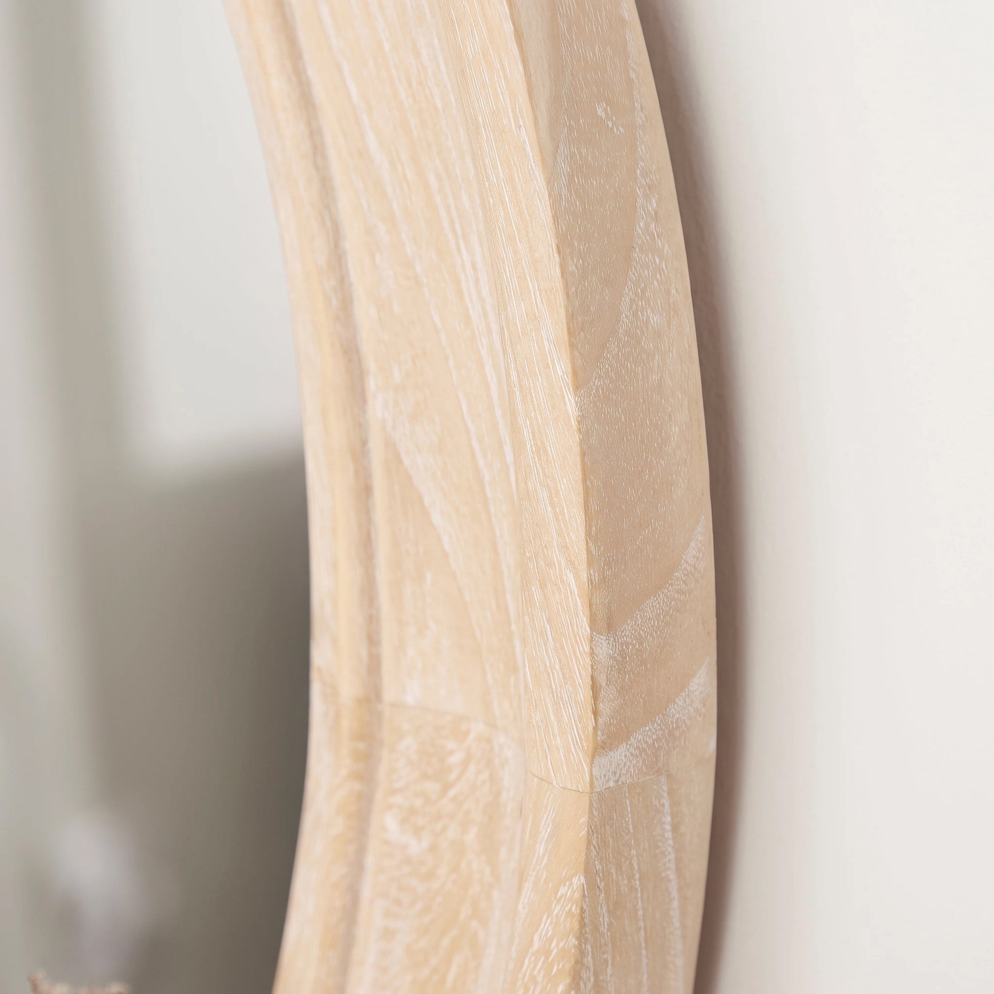 Langton 75cm Wooden Round Mirror - Whitewash - Laura James 