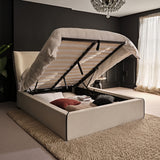 Torin King Ottoman Bed - Ivory with Jet Black Piping - Laura James 