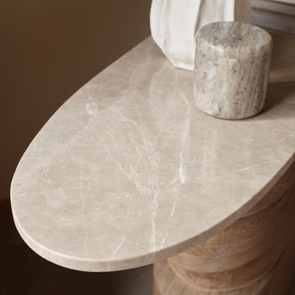 Adam 140cm Almond Brown & Lady Grey Marble Oval Console Table - Laura James 